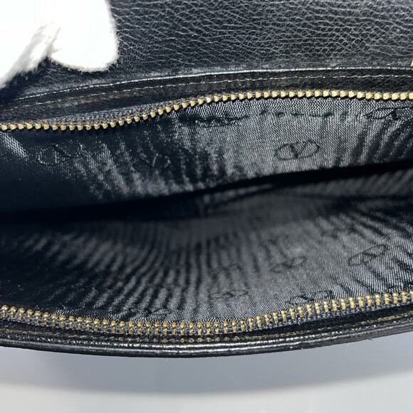 Valentino Garavani Logo Embellished Black Leather Tote - Picture 12 of 12